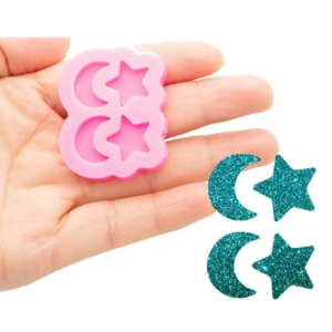 Molde Silicon Mini Estrellas Y Lunas Aretes