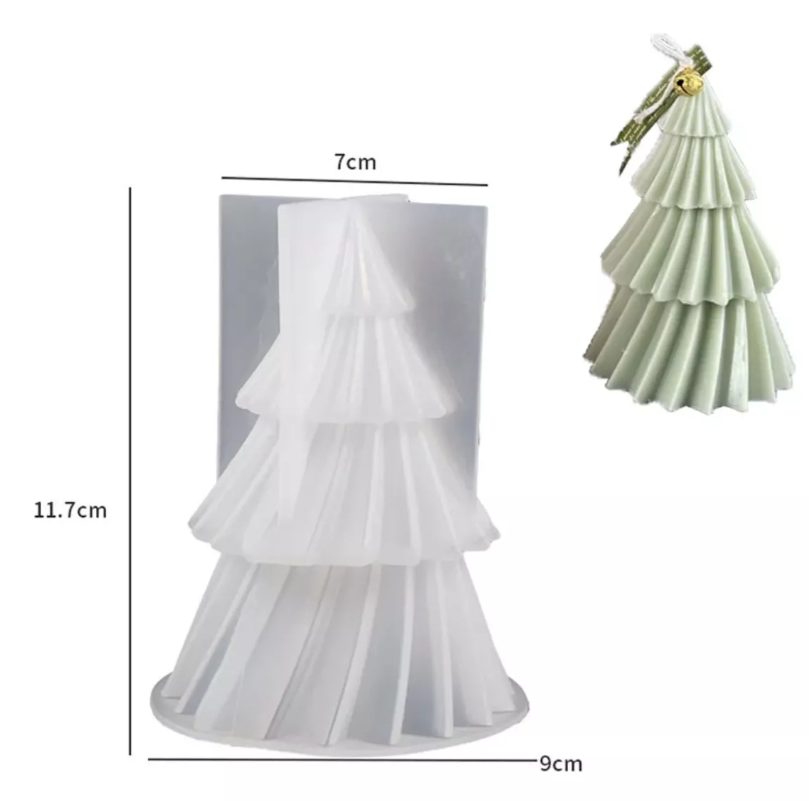 Molde Silicon Diseño Árbol Navidad A Rayas Pino Vela* - Imagen 2