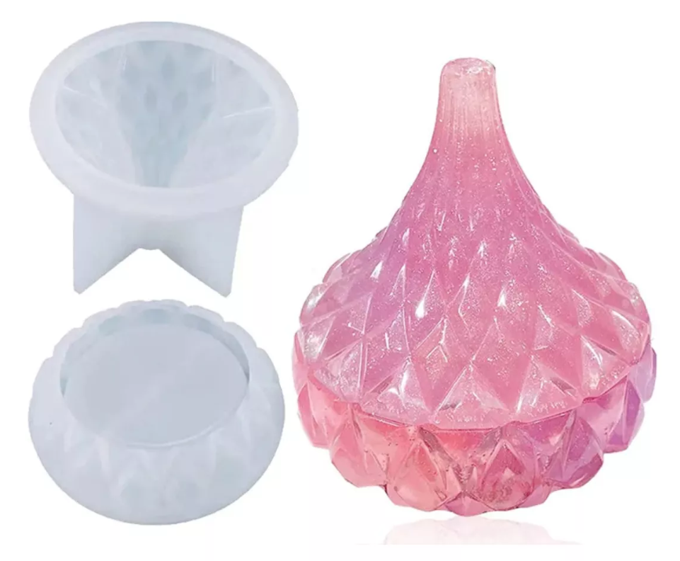 Molde Silicon Cajita Joyero Alhajero Redonda Con Tapa #2*