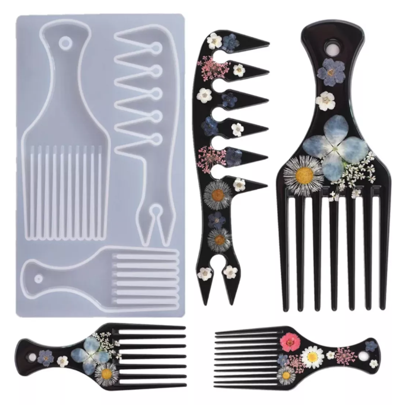 Molde De Silicon Con Diseño De Peine Tipo Africano*