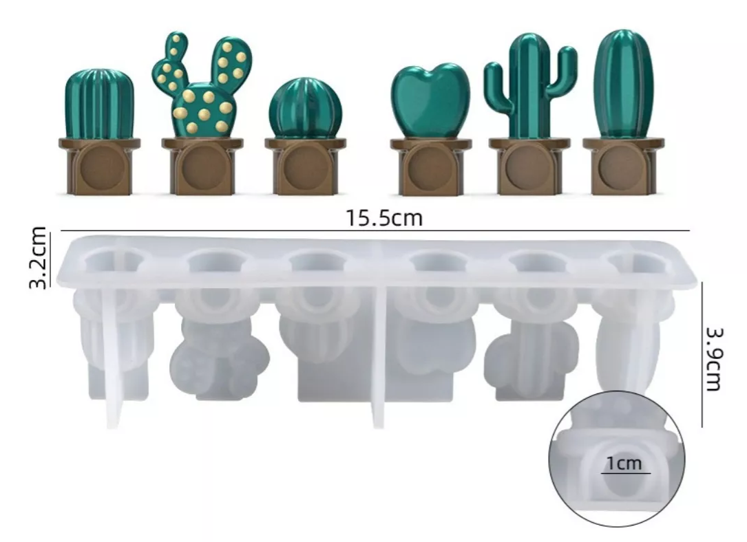 Molde De Silicon Figuras De Cactus Diferentes Estilos* - Imagen 2