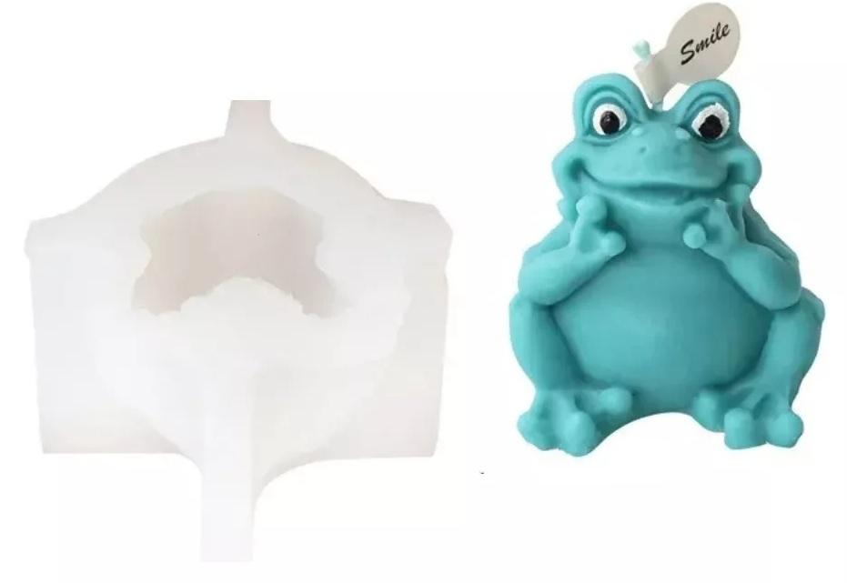 Molde Silicon Forma De Rana Sentada Velas Decoración*