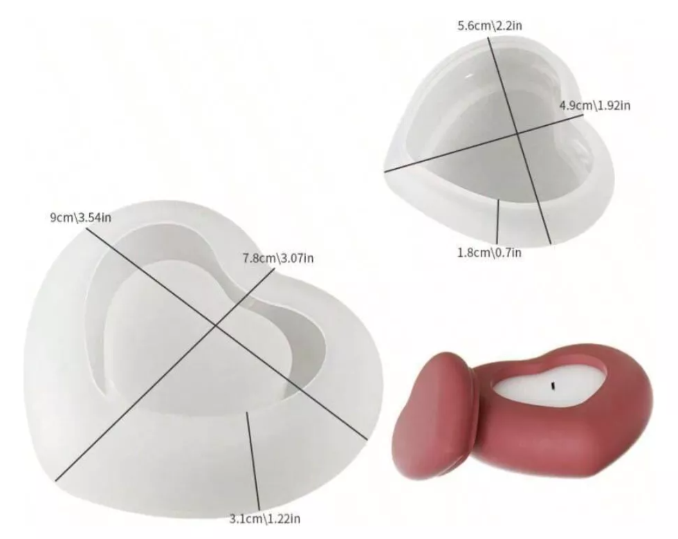 1 Molde Silicon Corazón Con Tapa Para Vela Decoración* - Imagen 2
