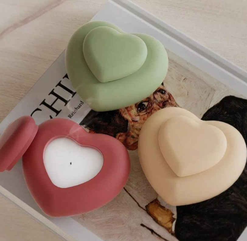 1 Molde Silicon Corazón Con Tapa Para Vela Decoración* - Imagen 5