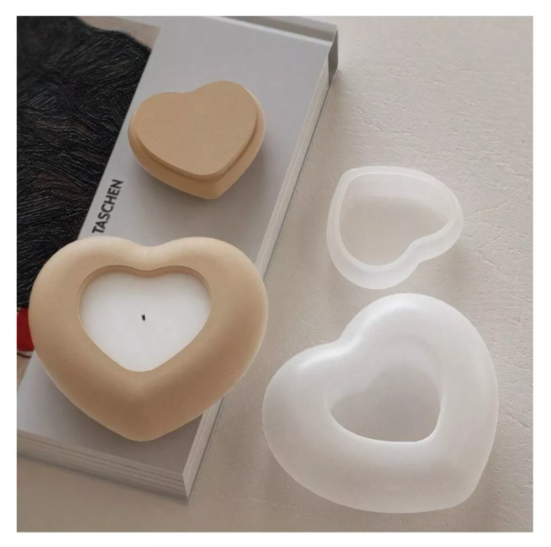 1 Molde Silicon Corazón Con Tapa Para Vela Decoración* - Imagen 3