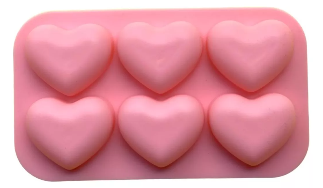 Molde De Silicon 6 Corazones Chocolate Jabones #2*