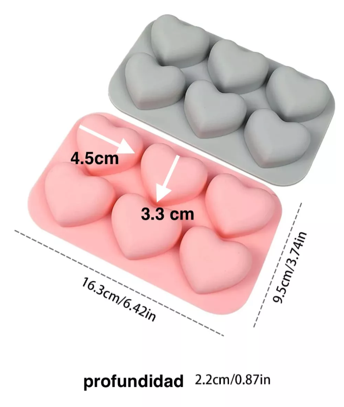 Molde De Silicon 6 Corazones Chocolate Jabones #2* - Imagen 2