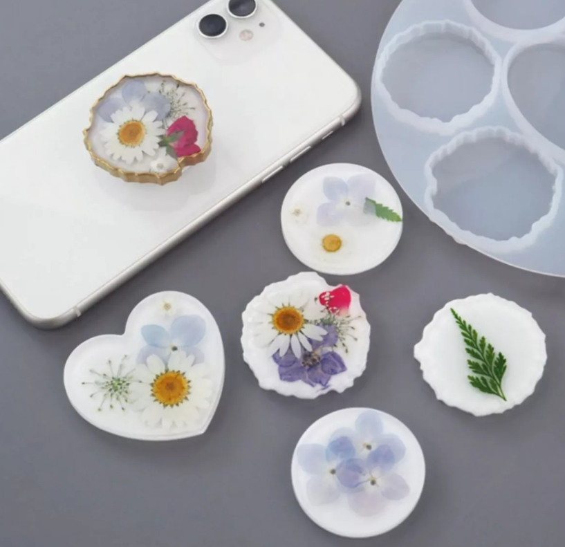 Moldes Redondo De Resina Soporte Celular Geoda Socket* - Imagen 3