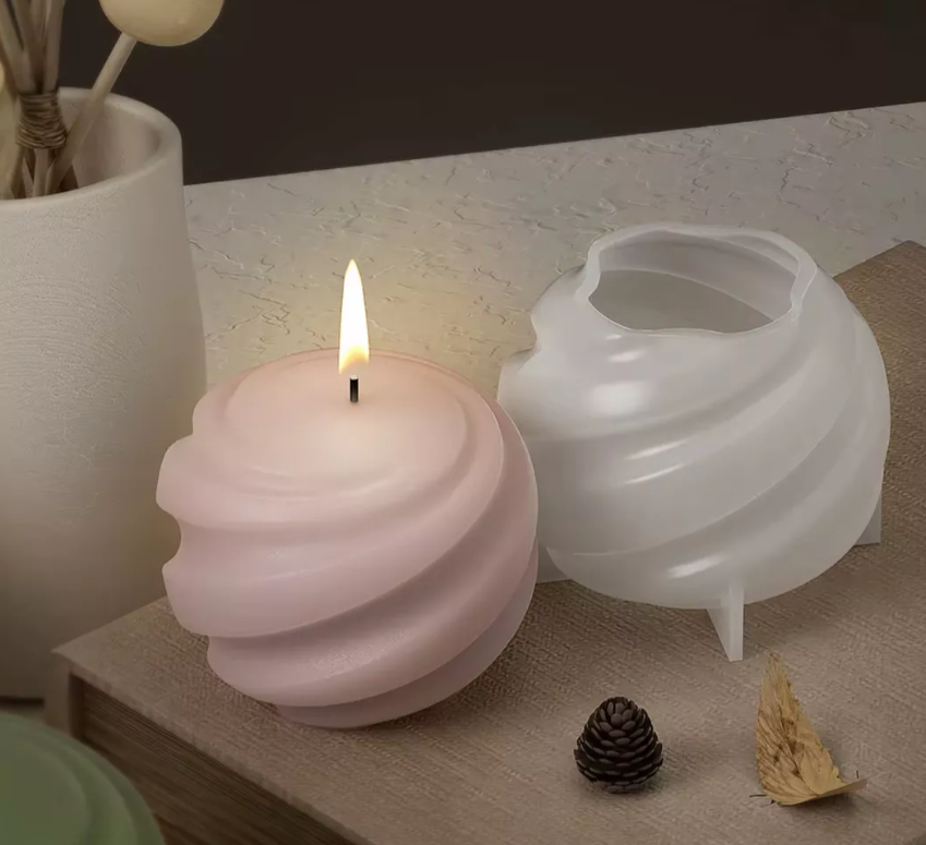 Molde Silicon Con Forma De Bola Tallada Para Vela* - Imagen 4